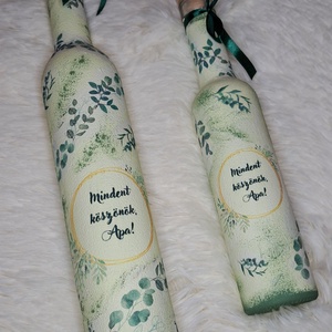 Esküvő szülőköszöntő ajándék italos üveg egyedi felirattal, Esküvő, Emlék & Ajándék, Szülőköszöntő ajándék, Decoupage, transzfer és szalvétatechnika, Festett tárgyak, MESKA