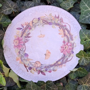 Festett üvegtál vintage stílusban, Otthon & Életmód, Dekoráció, Asztal és polc dekoráció, Dekorációs tál, tartó, Decoupage, transzfer és szalvétatechnika, MESKA