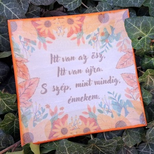 Őszi üvegtál vintage stílusban, Otthon & Életmód, Dekoráció, Asztal és polc dekoráció, Dekorációs tál, tartó, Decoupage, transzfer és szalvétatechnika, MESKA