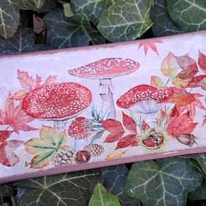 Őszi üvegtál vintage stílusban, Otthon & Életmód, Dekoráció, Asztal és polc dekoráció, Dekorációs tál, tartó, Decoupage, transzfer és szalvétatechnika, MESKA