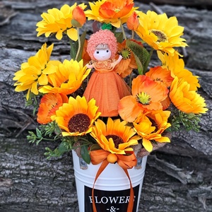 Őszi asztali dekoráció ősztündér és napraforgóval - otthon & életmód - dekoráció - asztal és polc dekoráció - asztaldísz - Meska.hu Őszi asztali dekoráció ősztündér és napraforgóval - otthon & életmód - dekoráció - asztal és polc dekoráció - asztaldísz - Meska.hu