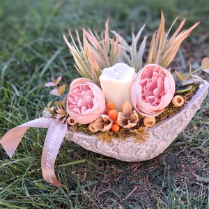 Sírdísz kőkaspóban - otthon & életmód - vallás - temetkezési tárgy - sírdísz, kegyeleti dísz - Meska.hu