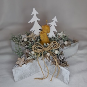 Adventi asztaldísz méhviasz angyalka gyertyával - karácsony - adventi díszek - adventi asztaldísz - Meska.hu