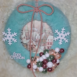 Kopogtató téli karácsonyi menta-lazac színben - Meska.hu