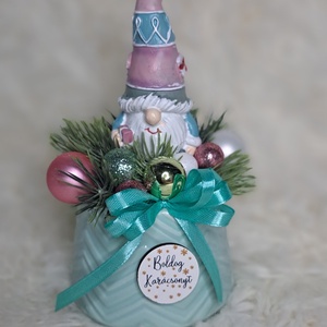 Adventi manós asztaldísz menta-rozsaszin - Meska.hu