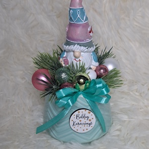 Adventi manós asztaldísz menta-rozsaszin - karácsony - adventi díszek - adventi asztaldísz - Meska.hu