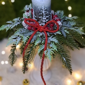 Adventi asztaldísz mintás gyertyával - karácsony - adventi díszek - adventi asztaldísz - Meska.hu