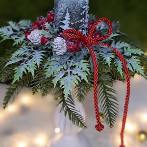 Adventi asztaldísz mintás gyertyával - karácsony - adventi díszek - adventi asztaldísz - Meska.hu