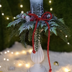 Adventi asztaldísz mintás gyertyával - karácsony - adventi díszek - adventi asztaldísz - Meska.hu