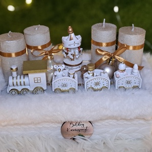 Adventi gyertyás asztaldísz kötött szőrmés kaspóban - karácsony - adventi díszek - adventi asztaldísz - Meska.hu