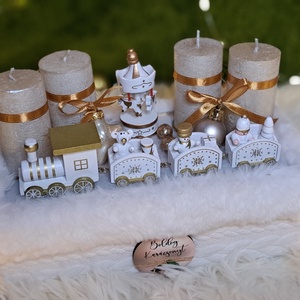 Adventi gyertyás asztaldísz kötött szőrmés kaspóban - karácsony - adventi díszek - adventi asztaldísz - Meska.hu