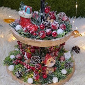 Emeletes adventi asztaldísz figurákkal - karácsony - adventi díszek - adventi asztaldísz - Meska.hu