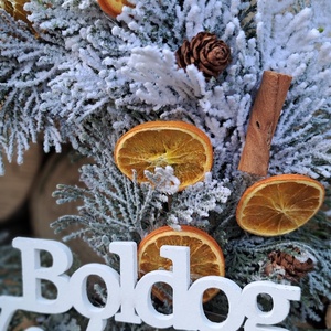 Karácsonyi kopogtató narancs-fahéj díszítéssel - karácsony - adventi díszek - adventi ajtódísz - Meska.hu