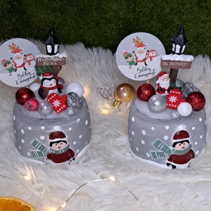 Adventi asztaldísz pingvines kaspóban, Karácsony, Adventi díszek, Adventi asztaldísz, Virágkötés, MESKA