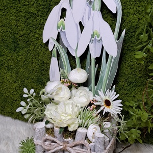 Hóvirágos tavaszi asztaldísz - otthon & életmód - dekoráció - asztal és polc dekoráció - asztaldísz - Meska.hu