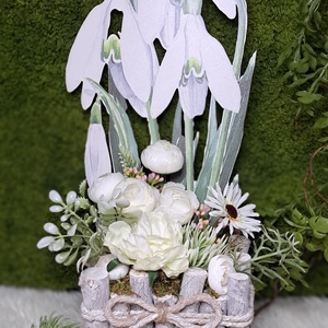 Hóvirágos tavaszi asztaldísz - otthon & életmód - dekoráció - asztal és polc dekoráció - asztaldísz - Meska.hu