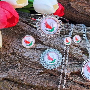 Ékszerszett nemzeti ünnep színeiben békegalamb motivummal, Ékszer, Ékszerszett, Ékszerkészítés, MESKA