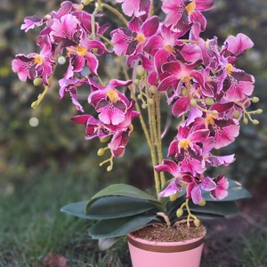 Élethű orchidea asztaldísz pink-arany kaspóban - Meska.hu