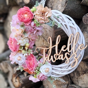 Kopogtató hello tavasz felirattal - otthon & életmód - dekoráció - ajtó- és ablak dekoráció - ajtódísz & kopogtató - Meska.hu