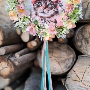 Kopogtató cicás képpel édes otthon felirattal - otthon & életmód - dekoráció - ajtó- és ablak dekoráció - ajtódísz & kopogtató - Meska.hu