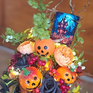 Halloween tökös asztaldísz világító LED fényekkel - otthon & életmód - dekoráció - halloween - halloweeni asztaldísz - Meska.hu