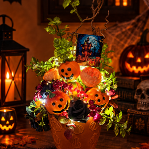 Halloween tökös asztaldísz világító LED fényekkel - Meska.hu