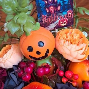 Halloween tökös asztaldísz világító LED fényekkel - otthon & életmód - dekoráció - halloween - halloweeni asztaldísz - Meska.hu