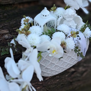 Orchidea sírdísz kőkaspóban led mécsessel - otthon & életmód - vallás - temetkezési tárgy - sírdísz, kegyeleti dísz - Meska.hu