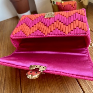 Pink-narancssárga táska - táska & tok - kézitáska & válltáska - vállon átvethető táska - Meska.hu