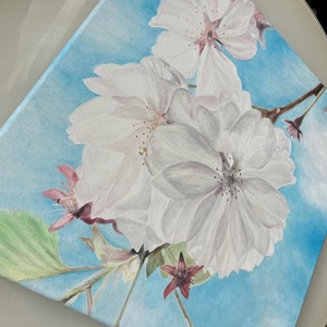 Cherry Blossom cseresznyevirágot ábrázoló saját készítésű olajfestmény - művészet - festmény - olajfestmény - Meska.hu