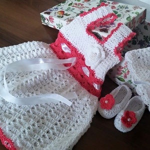 Horgolt gyönyörűséges keresztelő ruha ordogneanna részére - baba - mama - babaruházat - keresztelő ruha - Meska.hu