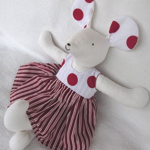 Egérke, piros pöttyös-csíkos -  - Meska.hu