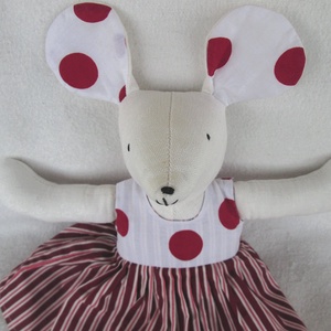 Egérke, piros pöttyös-csíkos - Meska.hu