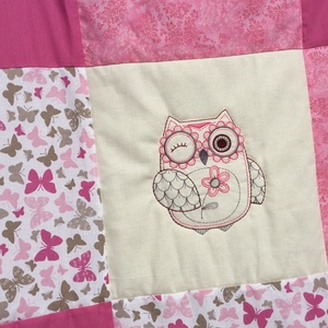 Rózsaszín pillangós, madaras, baglyos takaró - játék & sport - 3 éves kor alattiaknak - játszószőnyeg - Meska.hu