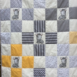 Zebrás takaró fekete, fehér és sárga színben, Otthon & Életmód, Babaszoba, gyerekszoba, Babatakaró, gyerek pléd, Hímzés, Patchwork, foltvarrás, MESKA