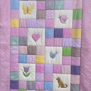 Pasztell kislány takaró, Otthon & Életmód, Babaszoba, gyerekszoba, Babatakaró, gyerek pléd, Patchwork, foltvarrás, Varrás, MESKA
