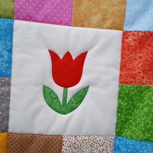 Lila szélű katicás, tulipános takaró  - otthon & életmód - babaszoba, gyerekszoba - babatakaró, gyerek pléd - Meska.hu