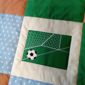 Focis takaró kék-zöld-drapp színben - Meska.hu