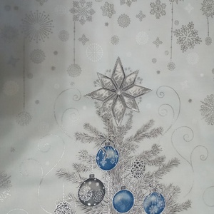 Fenyőfa ezüstben és kékben - karácsony - karácsonyi lakásdekoráció - karácsonyi lakásdíszek - Meska.hu