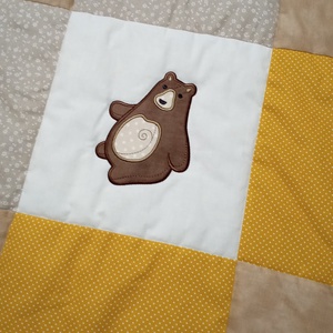 Állatos takaró rókával és nyuszival okker és drapp színben - otthon & életmód - babaszoba, gyerekszoba - babatakaró, gyerek pléd - Meska.hu