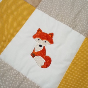 Állatos takaró rókával és nyuszival okker és drapp színben - Meska.hu