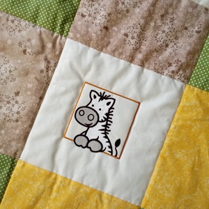 OROSZLÁNOS Takaró drapp, zöld és sárga színben - baba - mama - baba ágynemű - babatakaró, gyerek pléd - Meska.hu