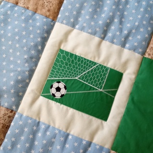 FOCIS takaró kék-zöld-drapp színben, Baba - mama, Baba ágynemű, Babatakaró, gyerek pléd, Hímzés, Patchwork, foltvarrás, MESKA