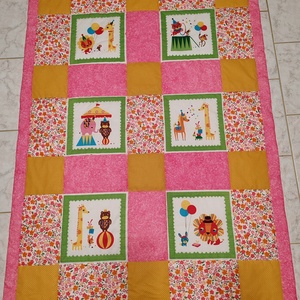 CIRKUSZOS takaró kislányoknak, Baba - mama, Baba ágynemű, Babatakaró, gyerek pléd, Patchwork, foltvarrás, Varrás, MESKA