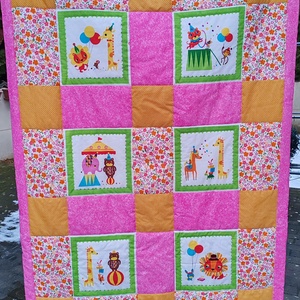CIRKUSZOS takaró kislányoknak, Baba - mama, Baba ágynemű, Babatakaró, gyerek pléd, Patchwork, foltvarrás, Varrás, MESKA