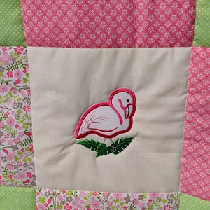Flamingós Kislány Takaró, Baba - mama, Baba ágynemű, Babatakaró, gyerek pléd, Hímzés, Patchwork, foltvarrás, MESKA