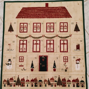 Adventi házas zöld szélű adventi naptár  - Meska.hu