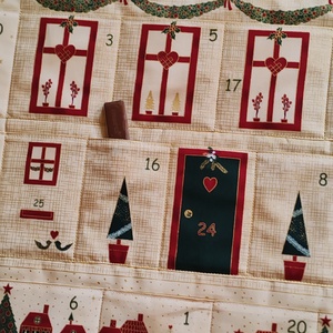 Adventi házas zöld szélű adventi naptár  - Meska.hu
