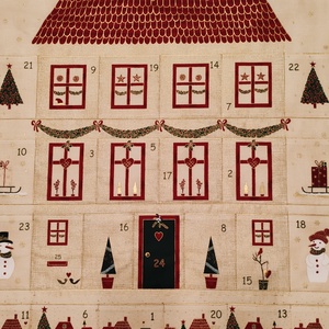 Adventi házas bordó szélű adventi naptár  - karácsony - adventi díszek - adventi naptár - Meska.hu