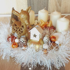 Adventi Koszorú Arany - karácsony - adventi díszek - adventi gyertyadíszek és koszorúdíszek - adventi díszek - Meska.hu